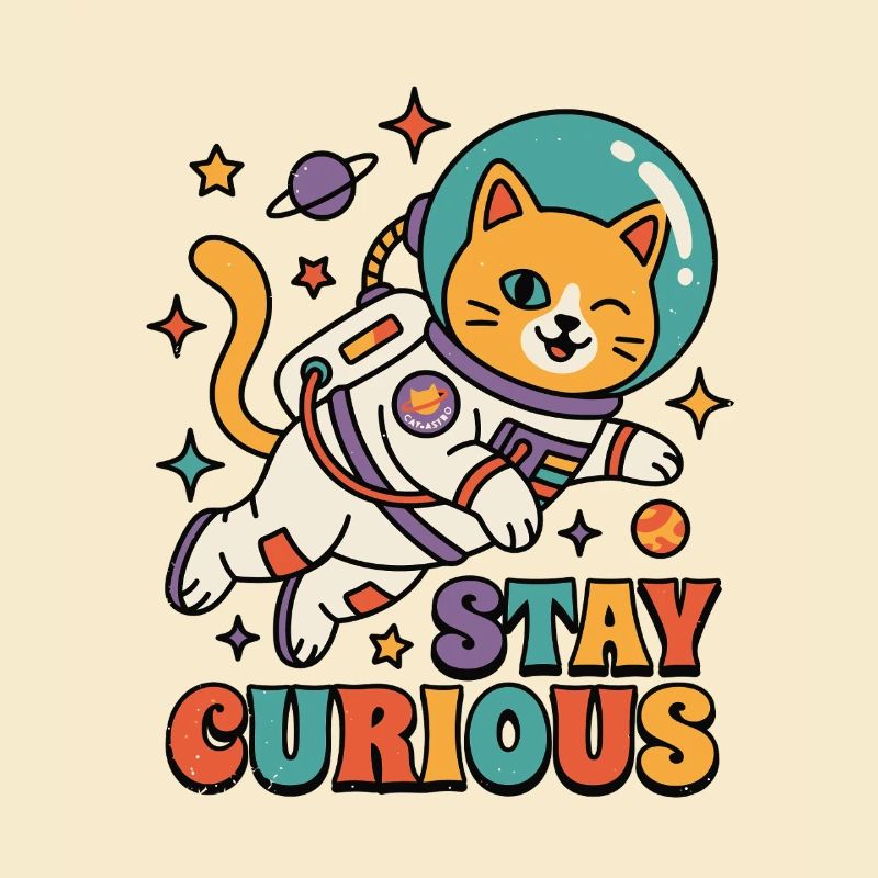 Stay Curious Space Cat