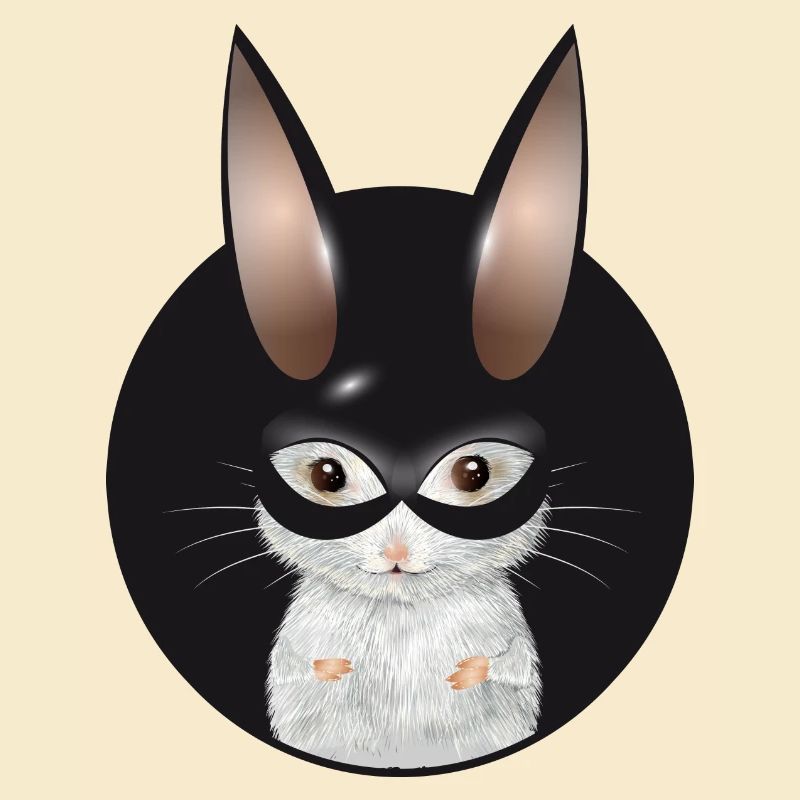 Souris blanche mignonne avec masque de lapin en patch