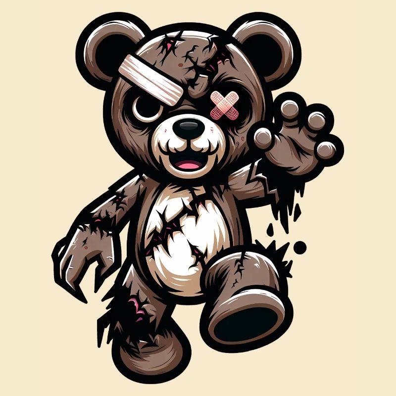 Zerzauster Teddybär mit Narbe