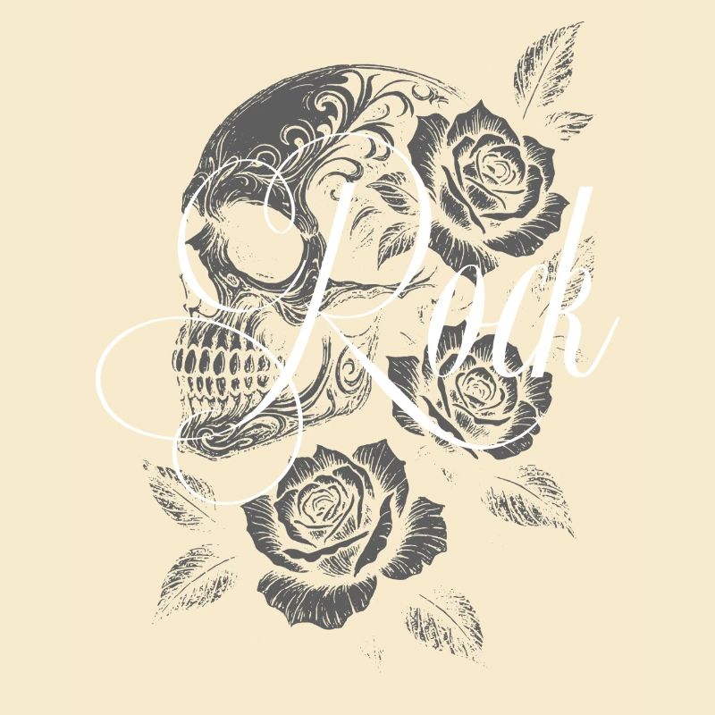 Gothic Rose Skull Rock Graphic