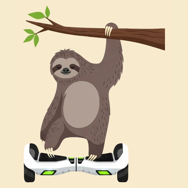 Sloth Chilling Hoverboard Cartoon Technique Same