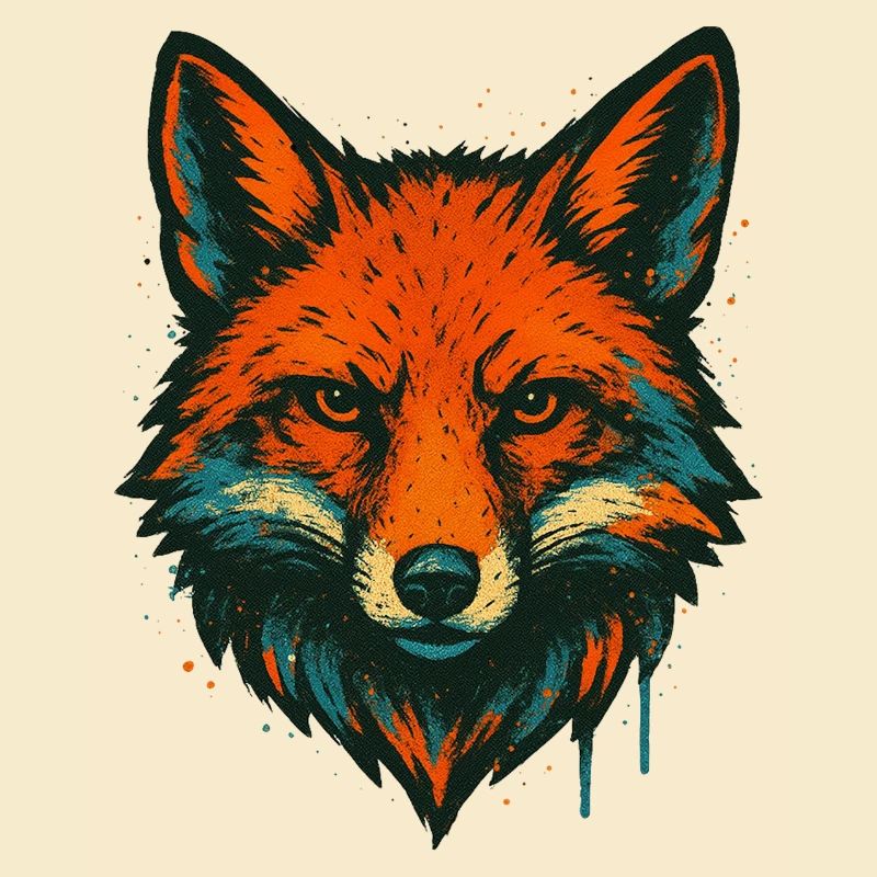 Fuchs im Neon-Graffiti