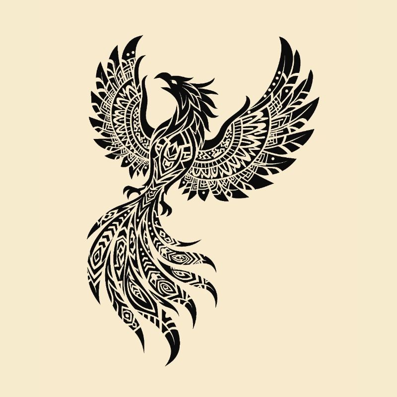 Schwarzer Phönix Ornament-Design