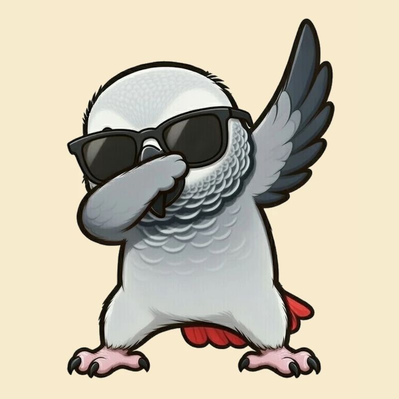Dabbing African grey parrot