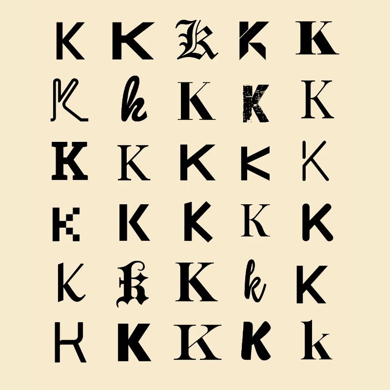 Typografie 'K', Monogramm-Buchstabenmosaikdesign.