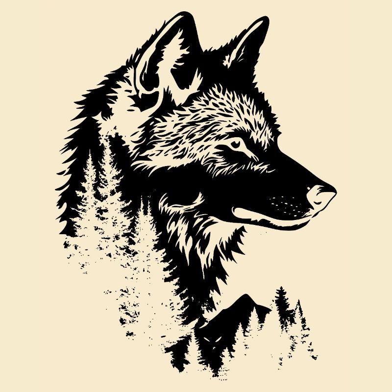 Wolf Gesicht Wald Silhouette