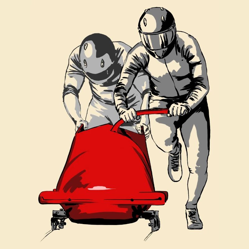 Bobsledder pushing at the start