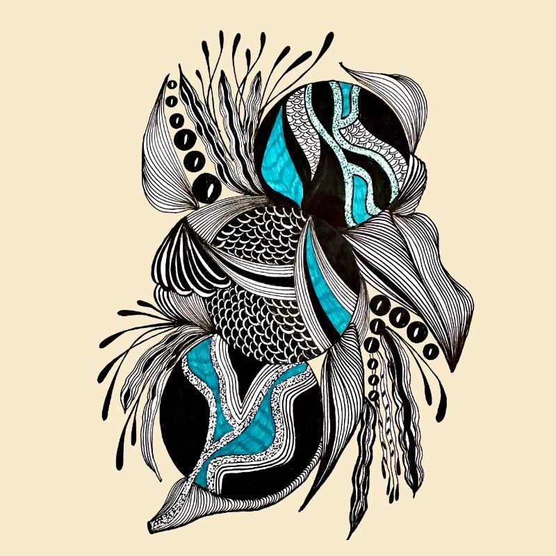 BlackTurquoise Scale Pattern