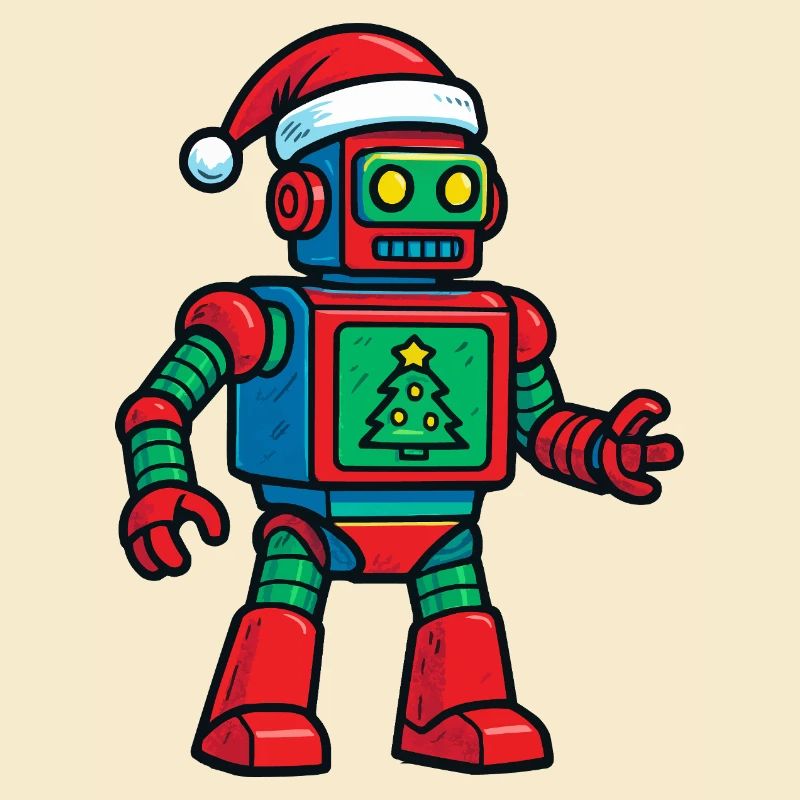 Roboter mit Weihnachtsbaum