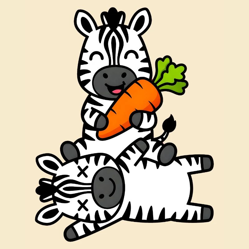 Süße Zebra-Freunde mit Karottenspaß
