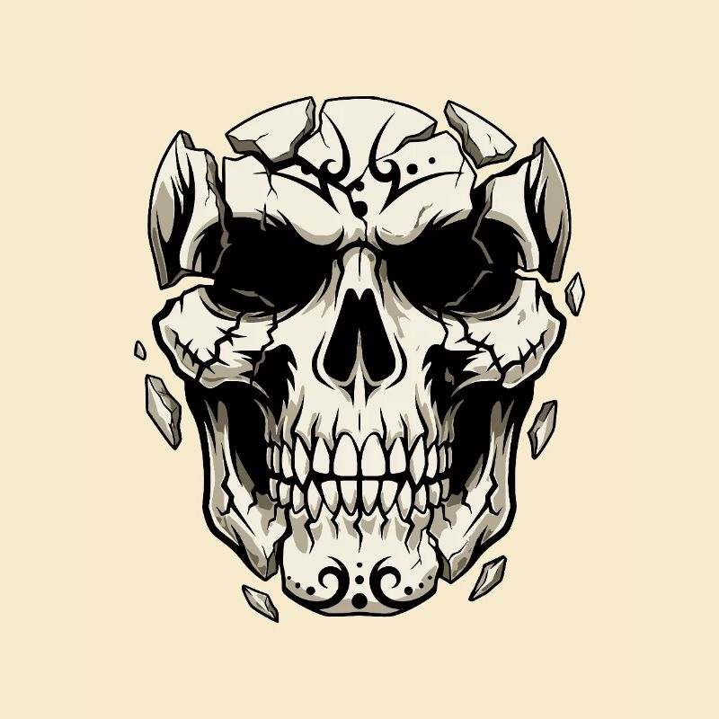 Splitternder Schädel – Gothic Grafik