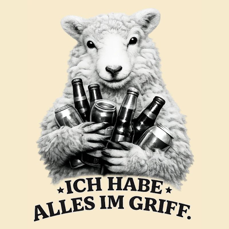 Schaf mit Bierdosen Spruch