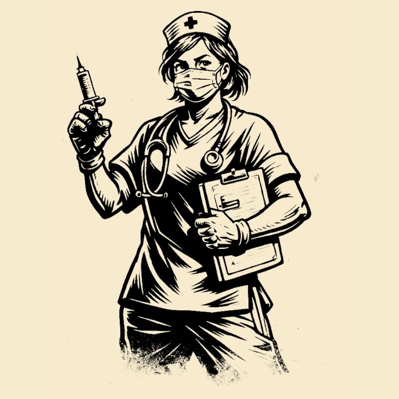 Infirmière Amicale Style Bande dessinée Noir