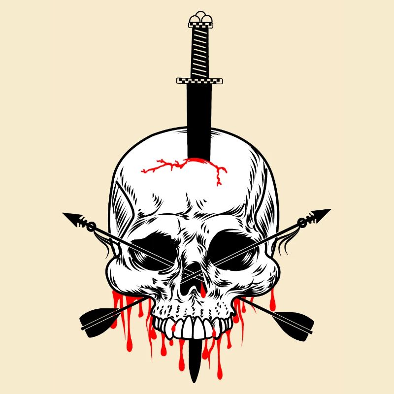 Crâne percé d’épée et de deux sangs