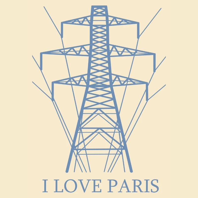 Ironisch Ich liebe Paris Eiffelturm als Strommast