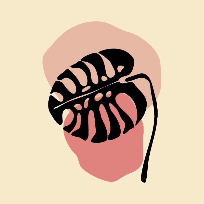 Abstract Plant Patterns in Pastel - Monstera