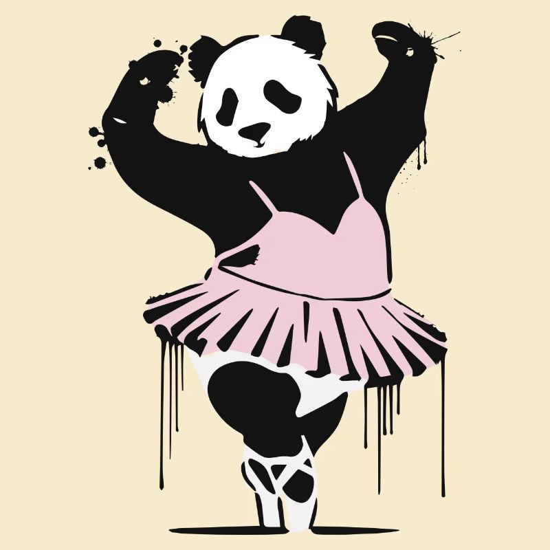 Panda dansant unique en robe de ballet rose