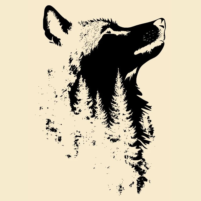 Wolf Gesicht Wald Silhouette