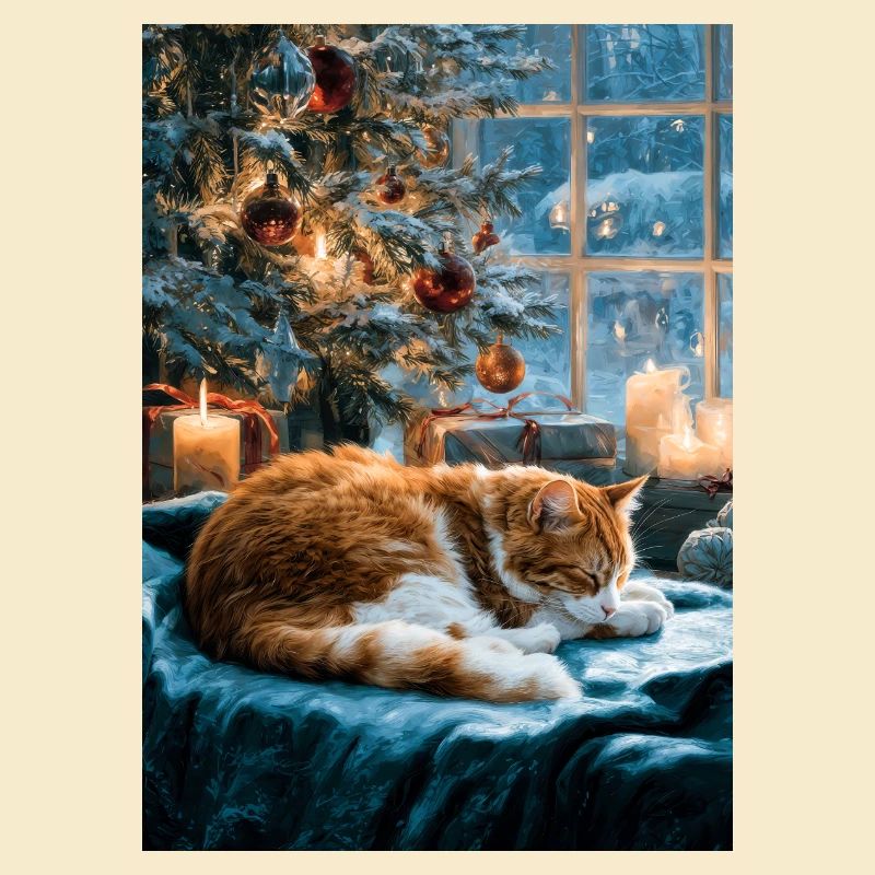 Sieste de chat de Noël douillette