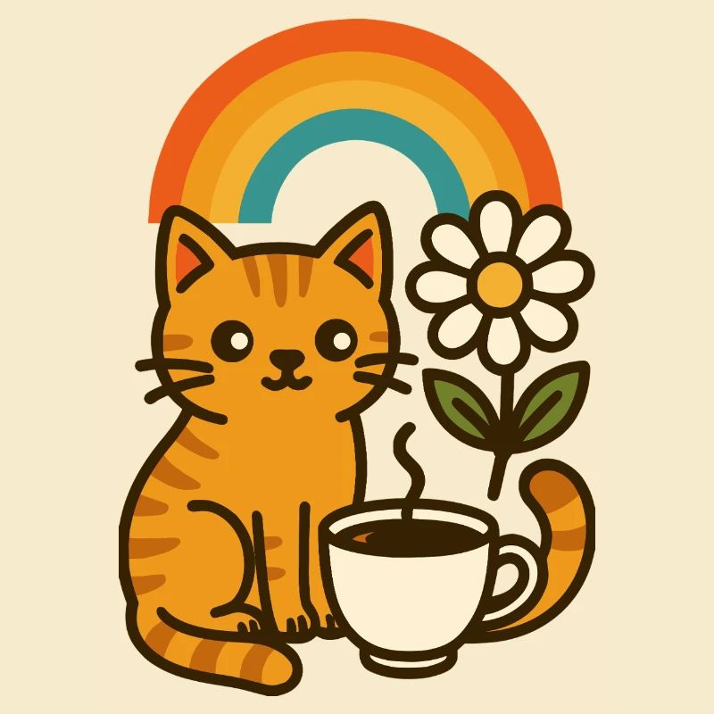 Kaffee, Katze und Regenbogen