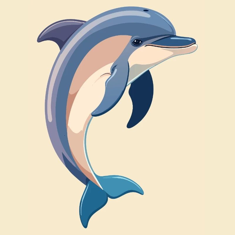 blauer Delfin springt aus Wasser Illustration
