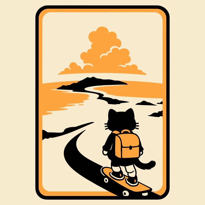 Skate Cat Sunset