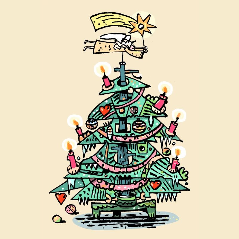 Verspielter Weihnachtsbaum mit Kerzen