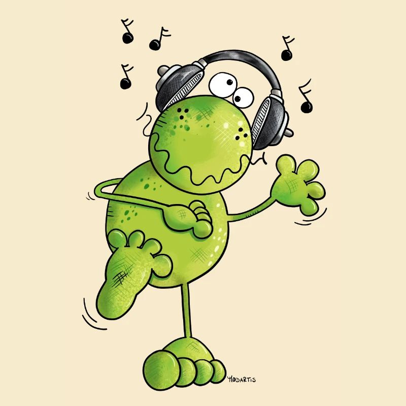 Frosch mit Kopfhörer