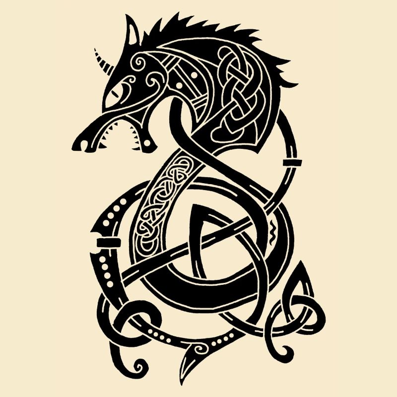 Wikingerwolf Drache (schwarz)