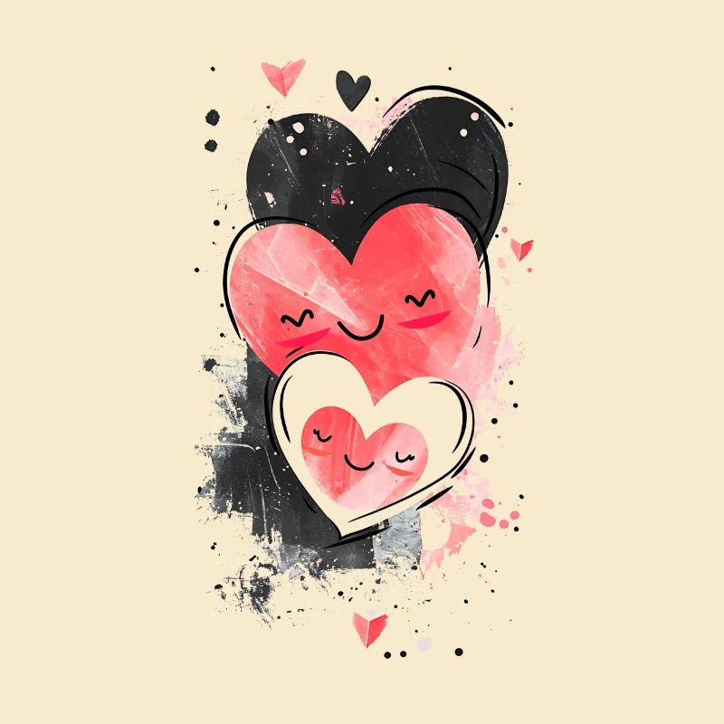 Three Happy Heart Faces | Cute and Content.