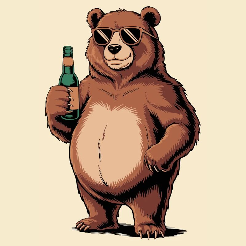 Cooler Bierbär mit Sonnenbrille
