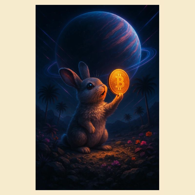 Lapin de l’espace avec Bitcoin Coin