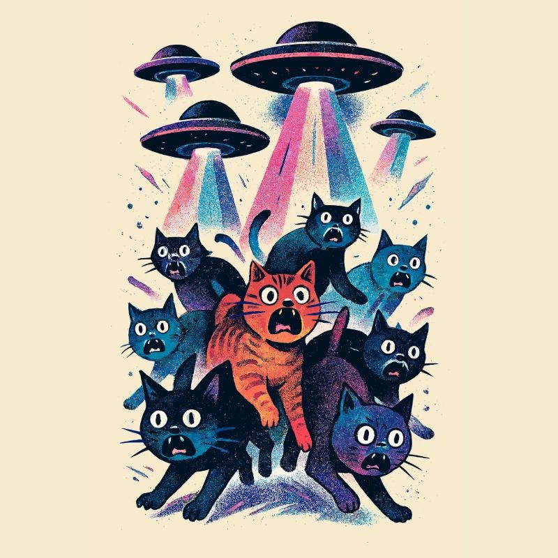 Alien UFOs UFO Cat Cats Beaming Gift