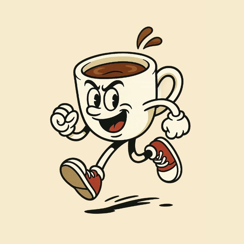 Lebendige Kaffeetasse Laufdesign