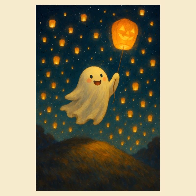 Fantôme avec citrouille-lanterne