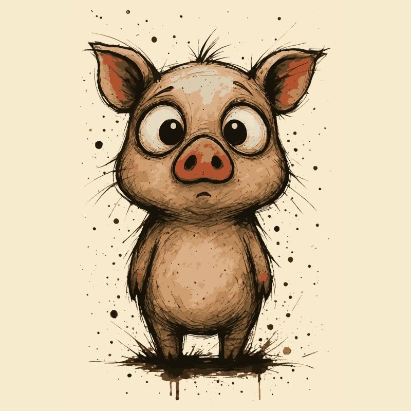 Porcelet drôle avec de grands yeux – splash