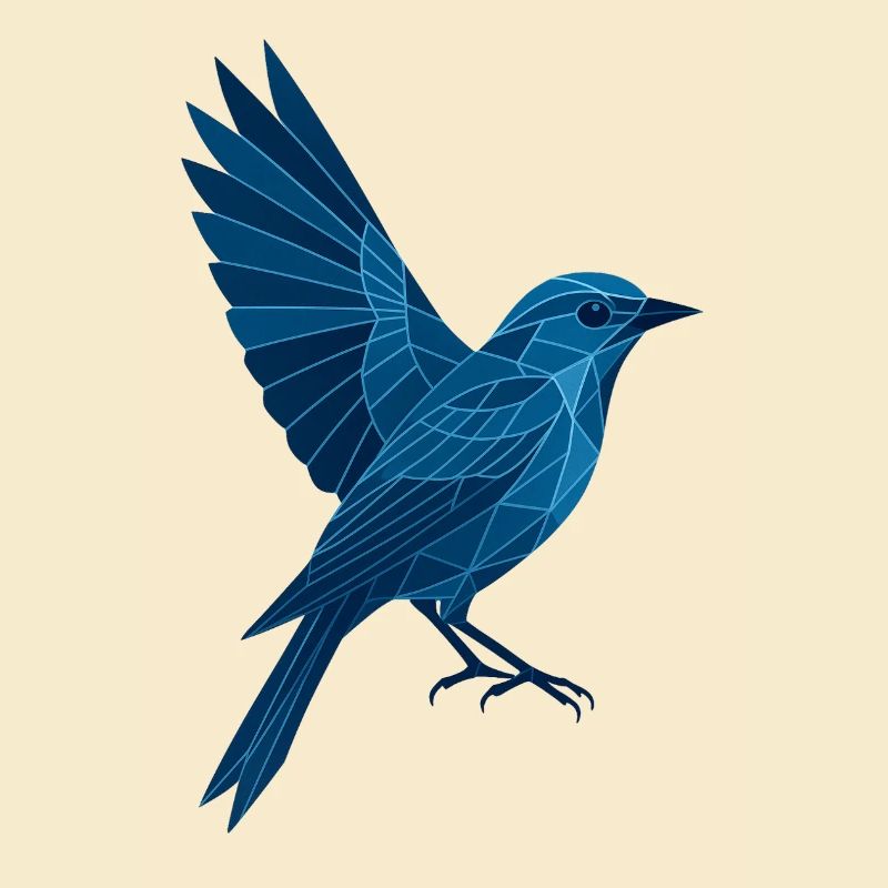 Geometric Blue Bird / Left Wing