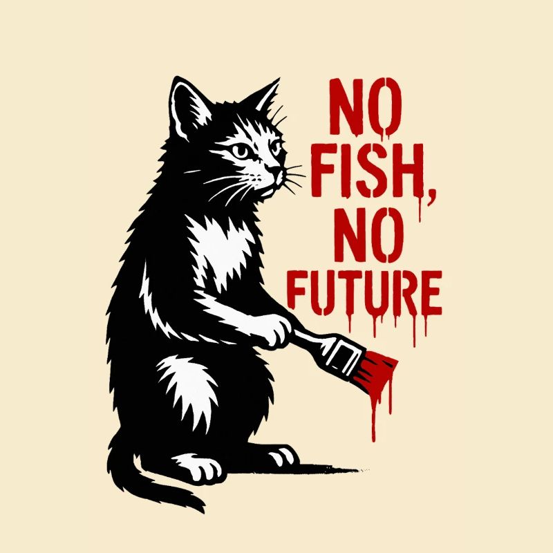 No Fish No Future Katze Graffiti