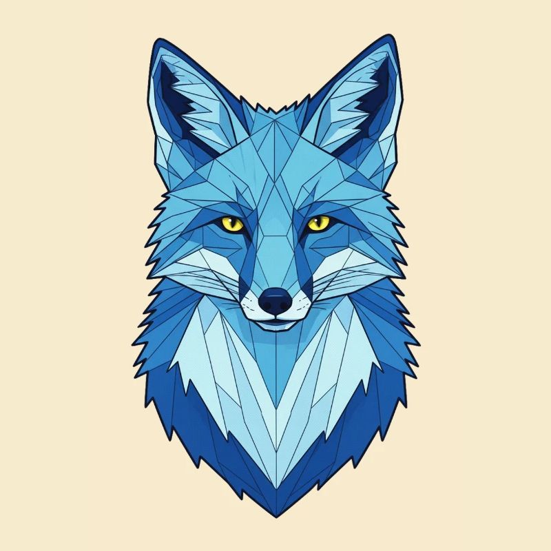 Blauer Geometrischer Wolfkopf