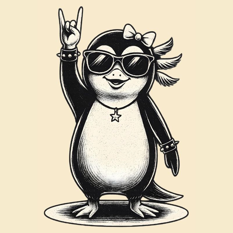 Rockiger Pinguin mit Sonnenbrille