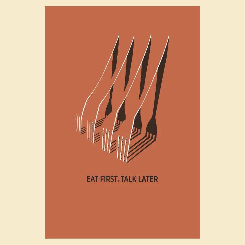 Eat First Talk Later – Kitchen Poster Terracott