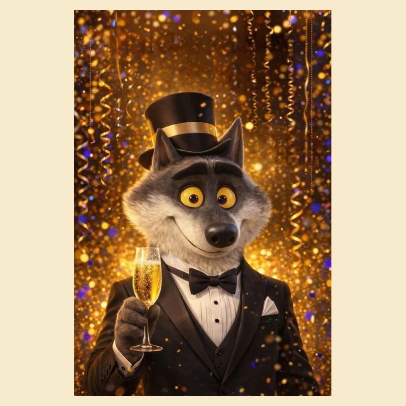 Eleganter Wolf am Abend