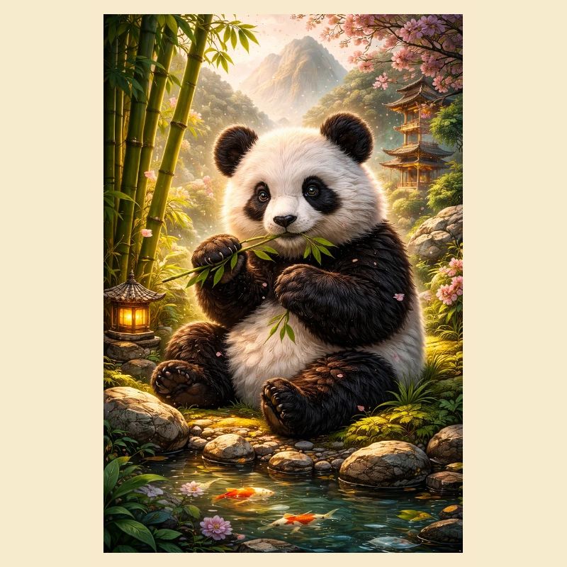 Panda im Zen-Garten