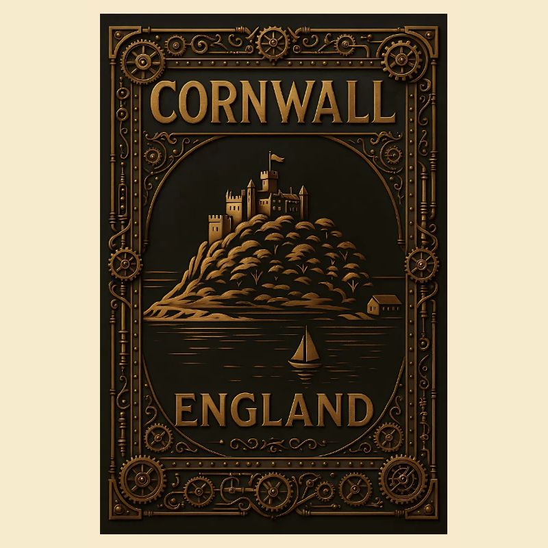 Cornwall Angleterre – Affiche de voyage Steampunk