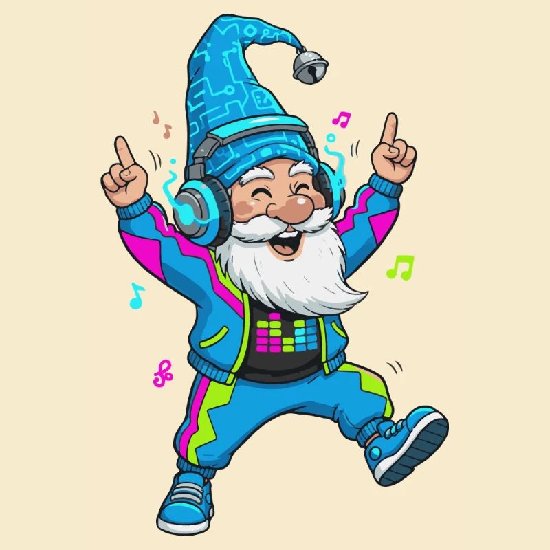 Nain techno avec un casque