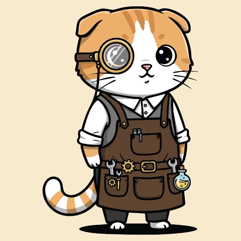 Scottish Fold Steampunk-Monokel-Erfinderkatze