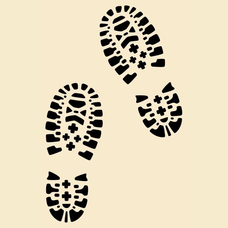 Bottes de randonnée, empreintes de pas