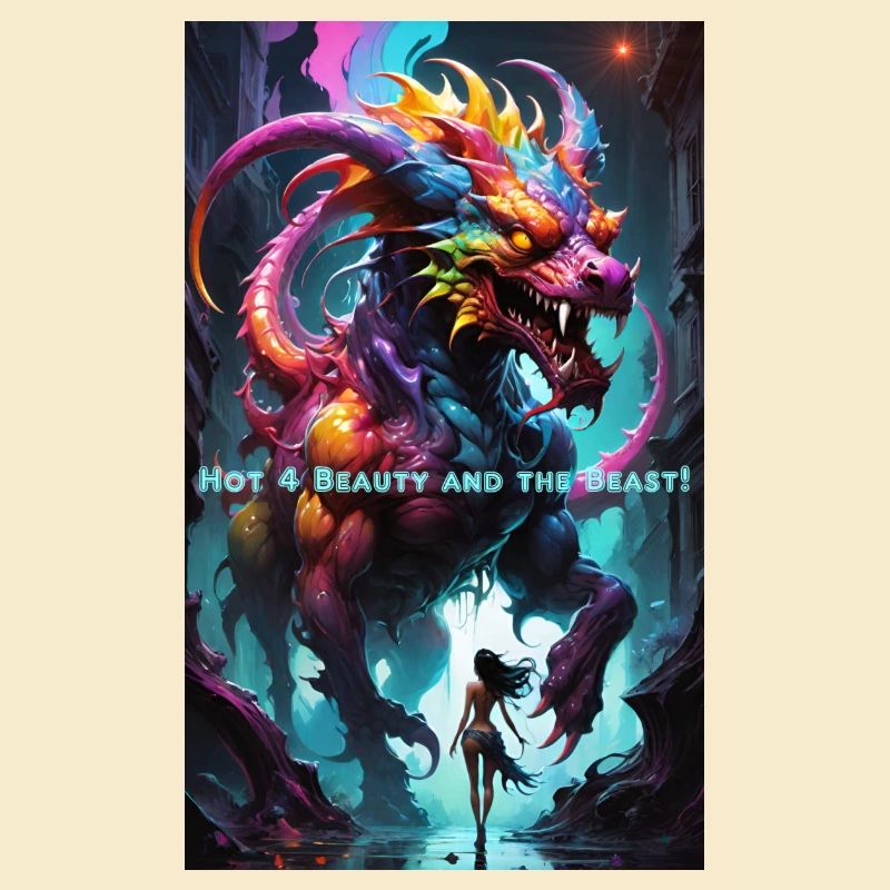 Fabelhaftes Drachen 👹 Motiv mit Neonfarben