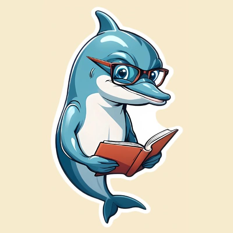 Schlauer Delfin mit Buch