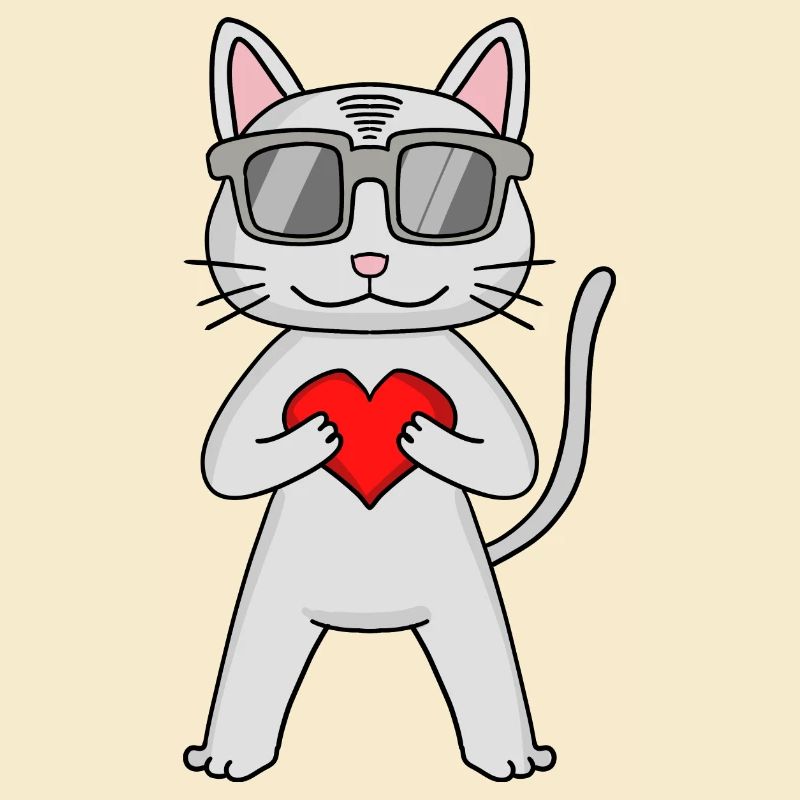 Devon Rex mit Sonnenbrille und Herz